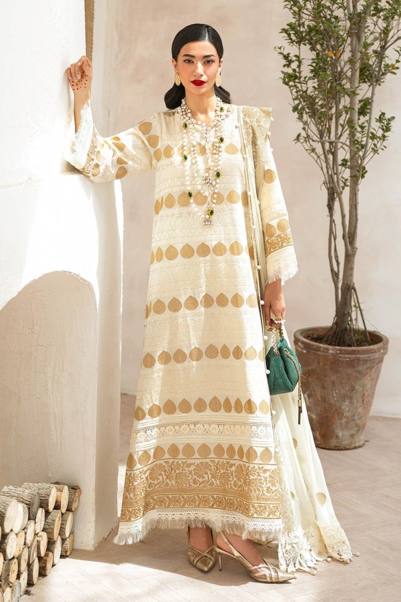 Gul Ahmed 3 Piece Unstitched Embroidered Lawn Suit with Embroidered Chiffon Dupatta FE-52128