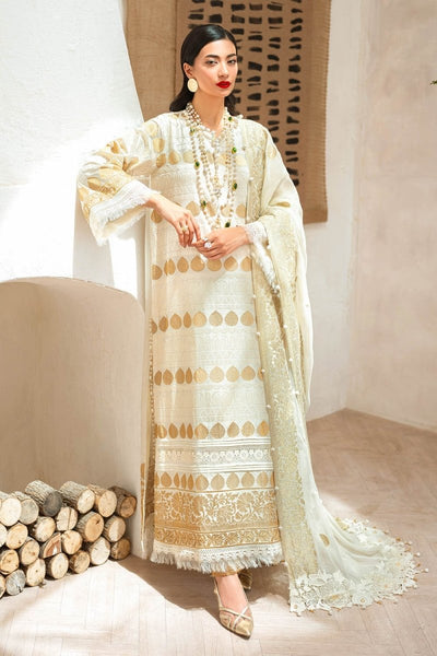 Gul Ahmed 3 Piece Unstitched Embroidered Lawn Suit with Embroidered Chiffon Dupatta FE-52128