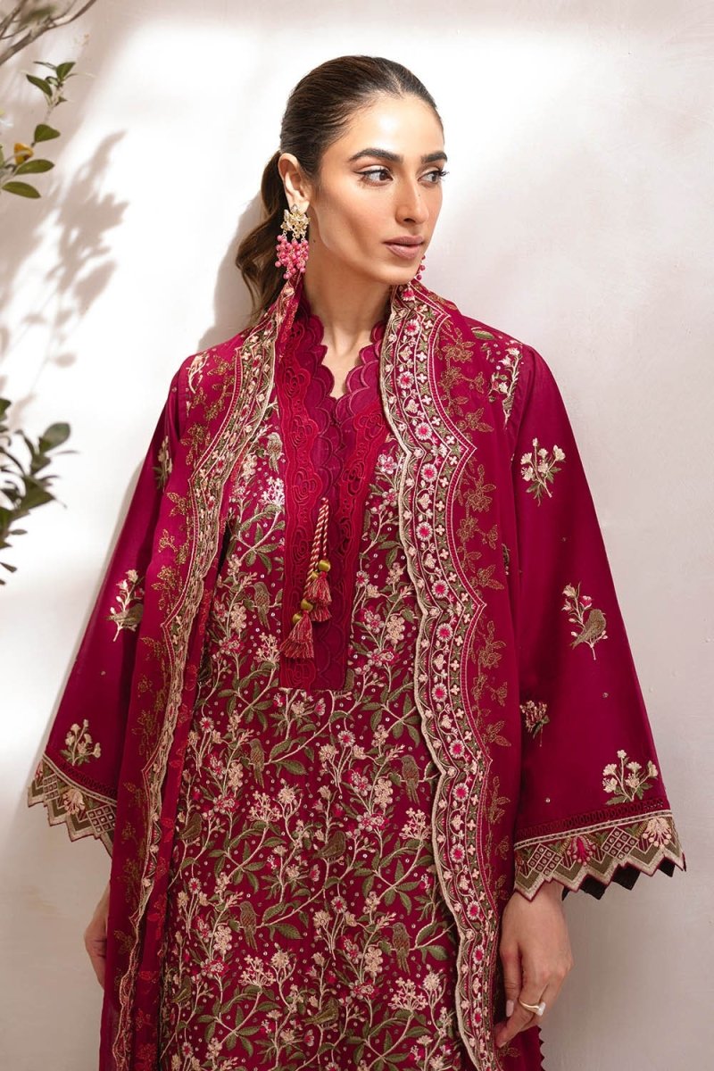Gul Ahmed 3 Piece Unstitched Embroidered Lawn Suit with Embroidered Chiffon Dupatta FE-52129