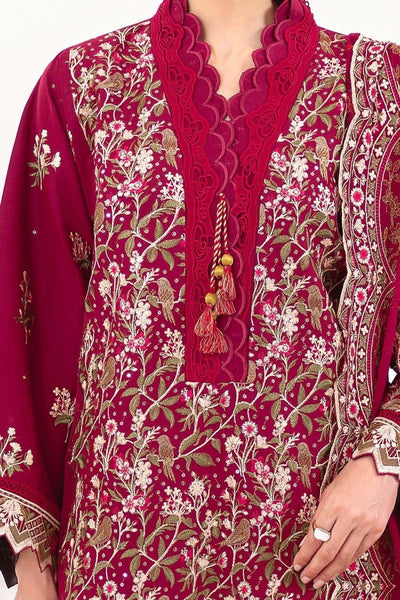 Gul Ahmed 3 Piece Unstitched Embroidered Lawn Suit with Embroidered Chiffon Dupatta FE-52129