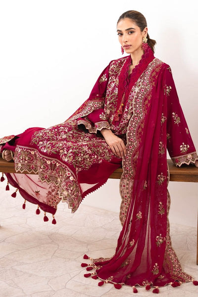 Gul Ahmed 3 Piece Unstitched Embroidered Lawn Suit with Embroidered Chiffon Dupatta FE-52129