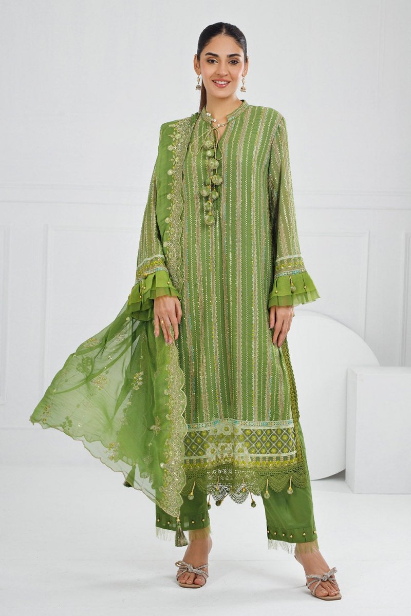 Gul Ahmed 3 Piece Unstitched Embroidered Chiffon Suit with Embroidered Chiffon Dupatta FE-52134
