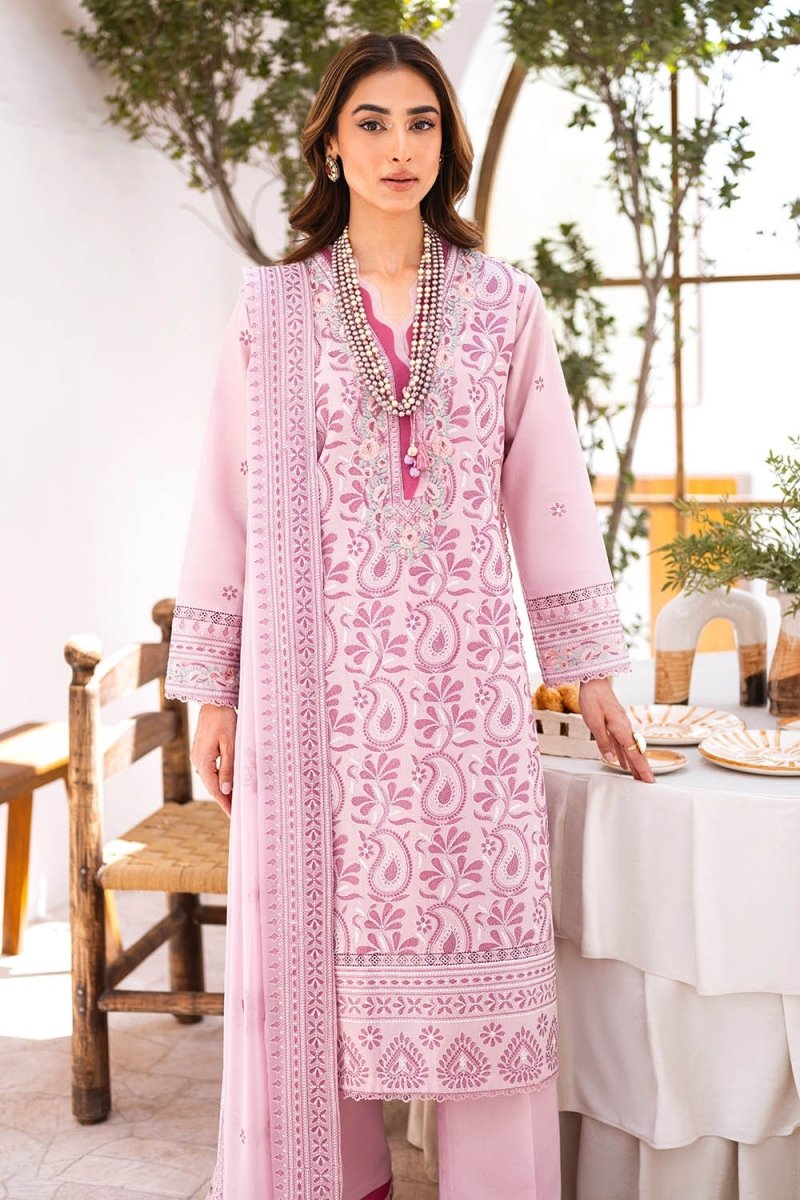 Gul Ahmed 3 Piece Unstitched Embroidered Lawn Suit with Embroidered Chiffon Dupatta FE-52136