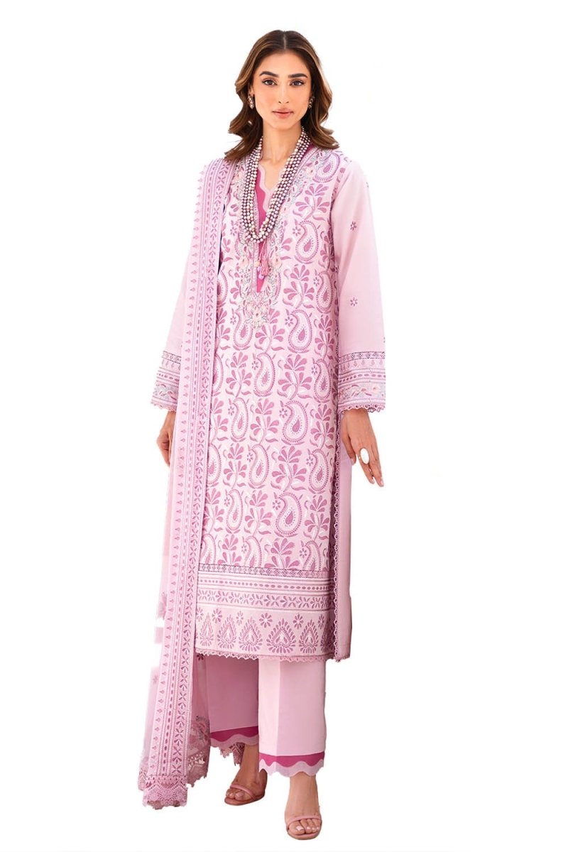 Gul Ahmed 3 Piece Unstitched Embroidered Lawn Suit with Embroidered Chiffon Dupatta FE-52136