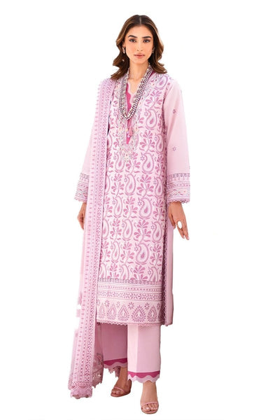 Gul Ahmed 3 Piece Unstitched Embroidered Lawn Suit with Embroidered Chiffon Dupatta FE-52136