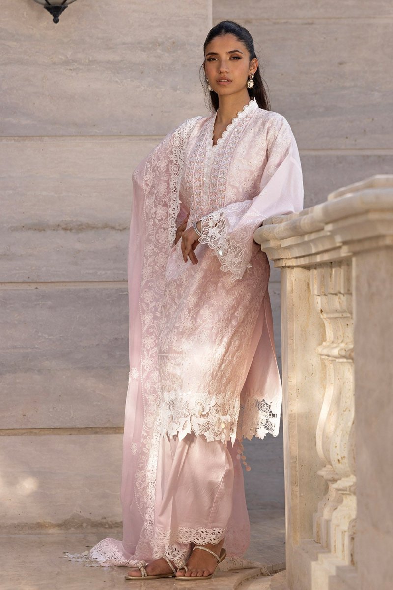 Gul Ahmed 3 Piece Unstitched Embroidered Lawn Suit with Embroidered Chiffon Dupatta FE-52152