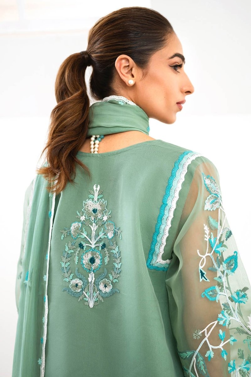 Gul Ahmed 3 Piece Unstitched Embroidered Organza Suit with Embroidered Chiffon Dupatta FE-52157