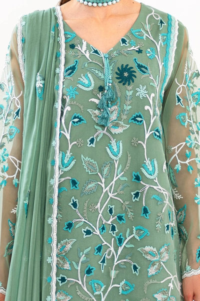 Gul Ahmed 3 Piece Unstitched Embroidered Organza Suit with Embroidered Chiffon Dupatta FE-52157