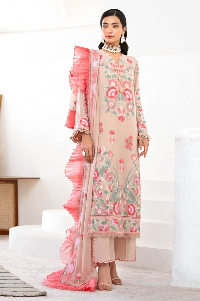 Gul Ahmed 3 Piece Unstitched Embroidered Chiffon Suit with Embroidered Chiffon Dupatta FE-52169
