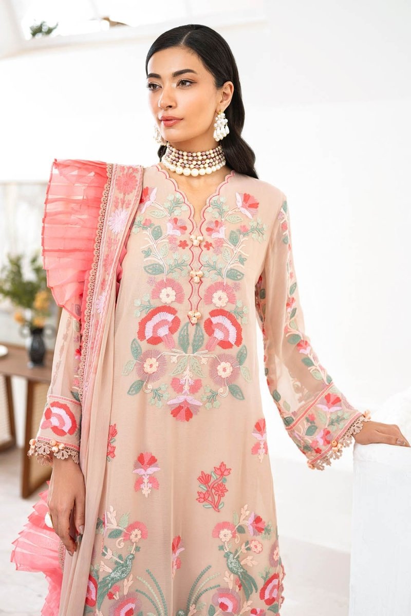 Gul Ahmed 3 Piece Unstitched Embroidered Chiffon Suit with Embroidered Chiffon Dupatta FE-52169