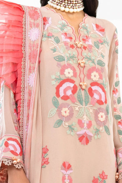 Gul Ahmed 3 Piece Unstitched Embroidered Chiffon Suit with Embroidered Chiffon Dupatta FE-52169