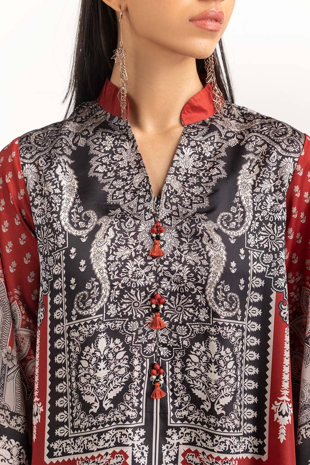 Gul Ahmed 1PC Stitched Shamoz Silk Embellished Shirt GLM-23-29