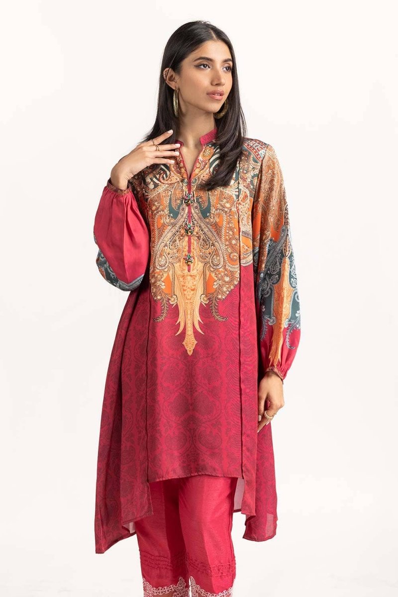 Gul Ahmed 1PC Stitched Shamoz Silk Embellished Shirt GLM-23-32