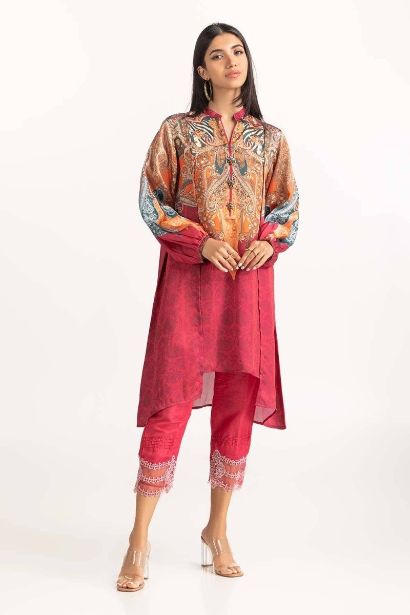 Gul Ahmed 1PC Stitched Shamoz Silk Embellished Shirt GLM-23-32