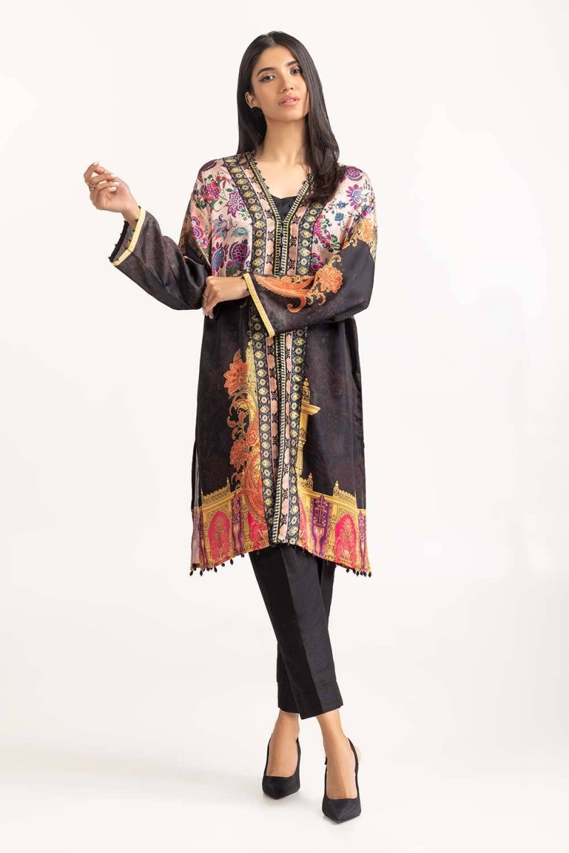 Gul Ahmed 1PC Stitched Shamose Silk Embellished Shirt GLM-23-33