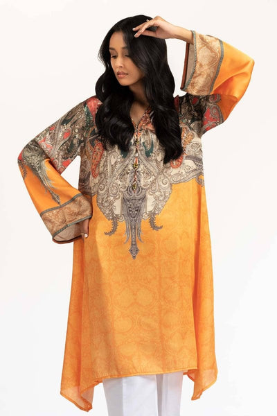 Gul Ahmed 1PC Stitched Shamoz Silk Embellished Shirt GLM-23-34