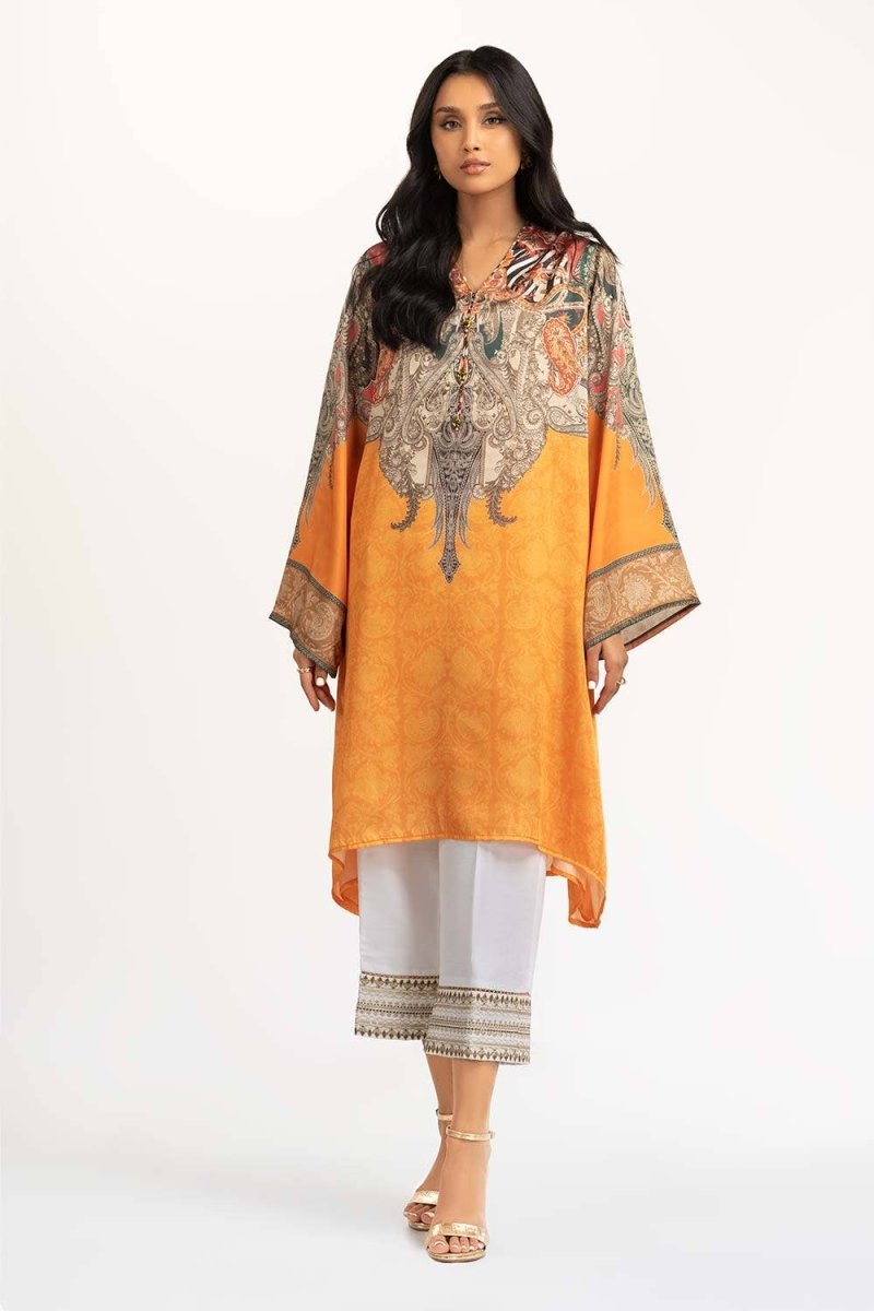 Gul Ahmed 1PC Stitched Shamoz Silk Embellished Shirt GLM-23-34