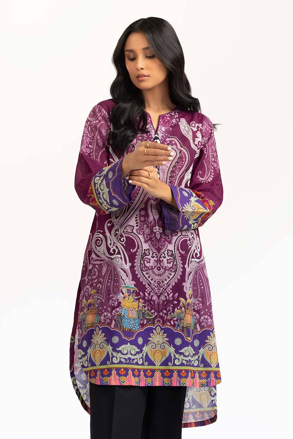 Gul Ahmed Stitched 01 Piece Digital Printed Cambric Shirt GLS-23-09