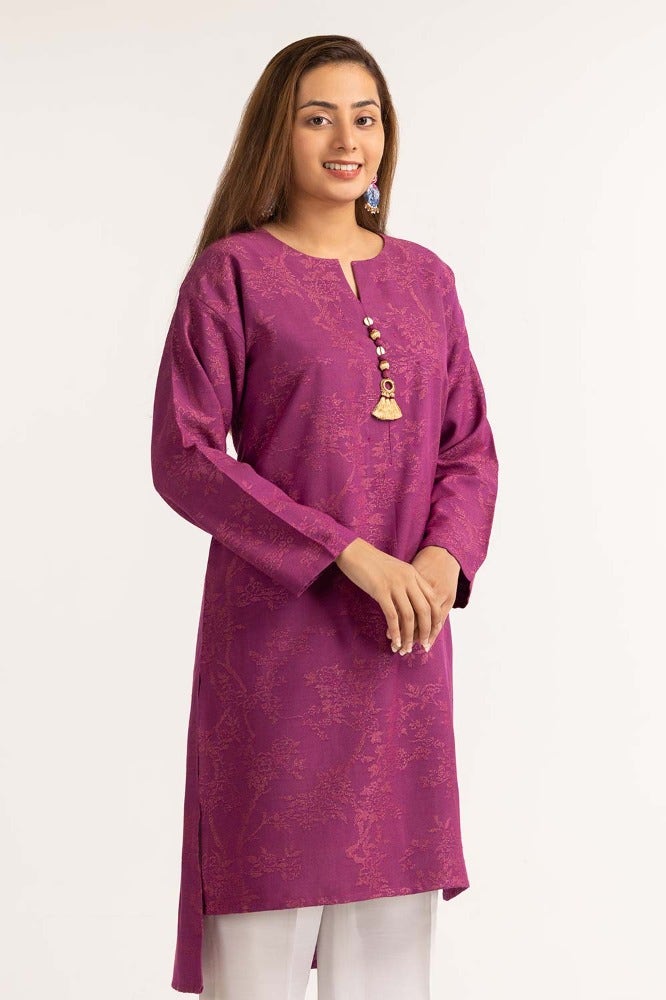 Gul Ahmed 01 Piece Stitched Dyed Jacquard Embellished Shirt GLW-23-47