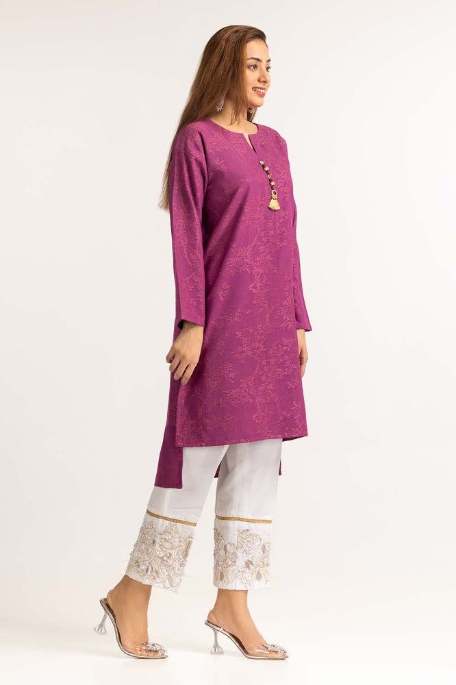 Gul Ahmed 01 Piece Stitched Dyed Jacquard Embellished Shirt GLW-23-47