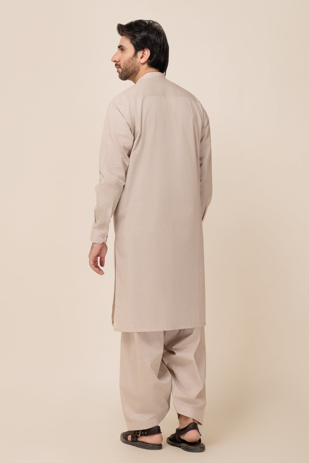 BONANZA MEN'S 2 PIECE BEIGE-YARN DYED-SHALWAR SUIT - GSBB23-004