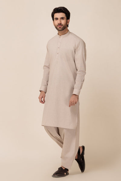 BONANZA MEN'S 2 PIECE BEIGE-YARN DYED-SHALWAR SUIT - GSBB23-004