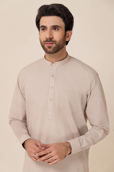 BONANZA MEN'S 2 PIECE BEIGE-YARN DYED-SHALWAR SUIT - GSBB23-004