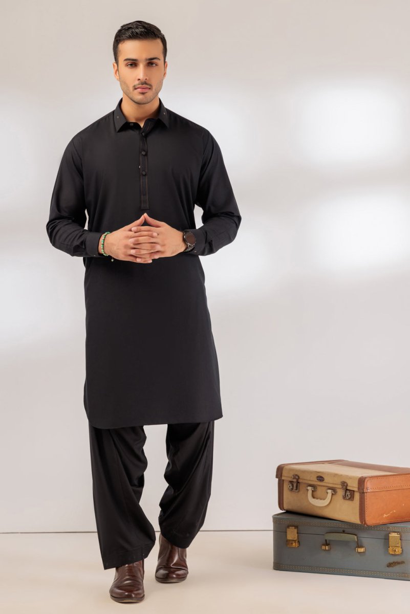 BONANZA MEN'S 2 PIECE BLACK-BLENDED-SHALWAR SUIT - GSSS24-022