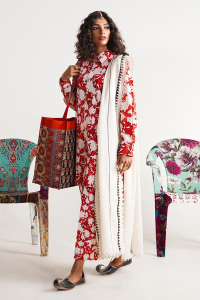 SANA SAFINAZ 3 Piece Unstitched Rotary Printed Shirt with Rotary Printed Dupatta On Khaddar - H232-005A-CQ