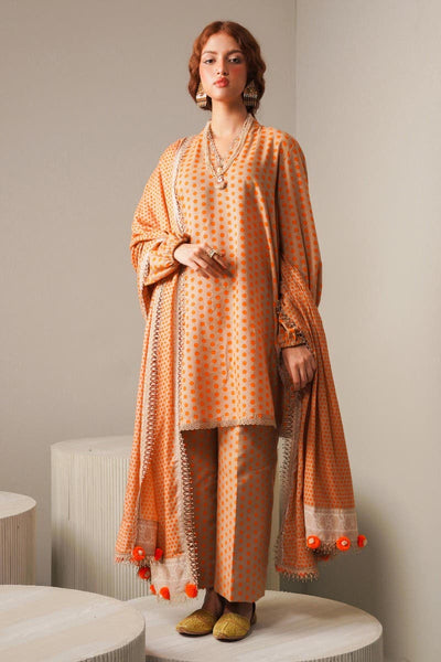 SANA SAFINAZ 3 Piece Unstitched Rotary Printed Shirt with Rotary Printed Dupatta On Linen - H232-008B-DA