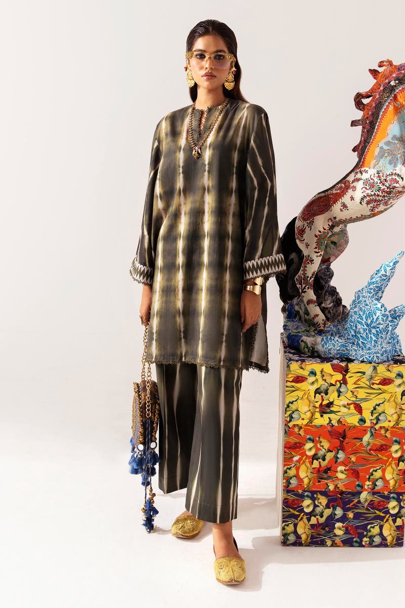 SANA SAFINAZ 2 Piece Stitched Digital Printed Shirt On Linen with Digital Printed Pant On Cambric - H232-021A-C