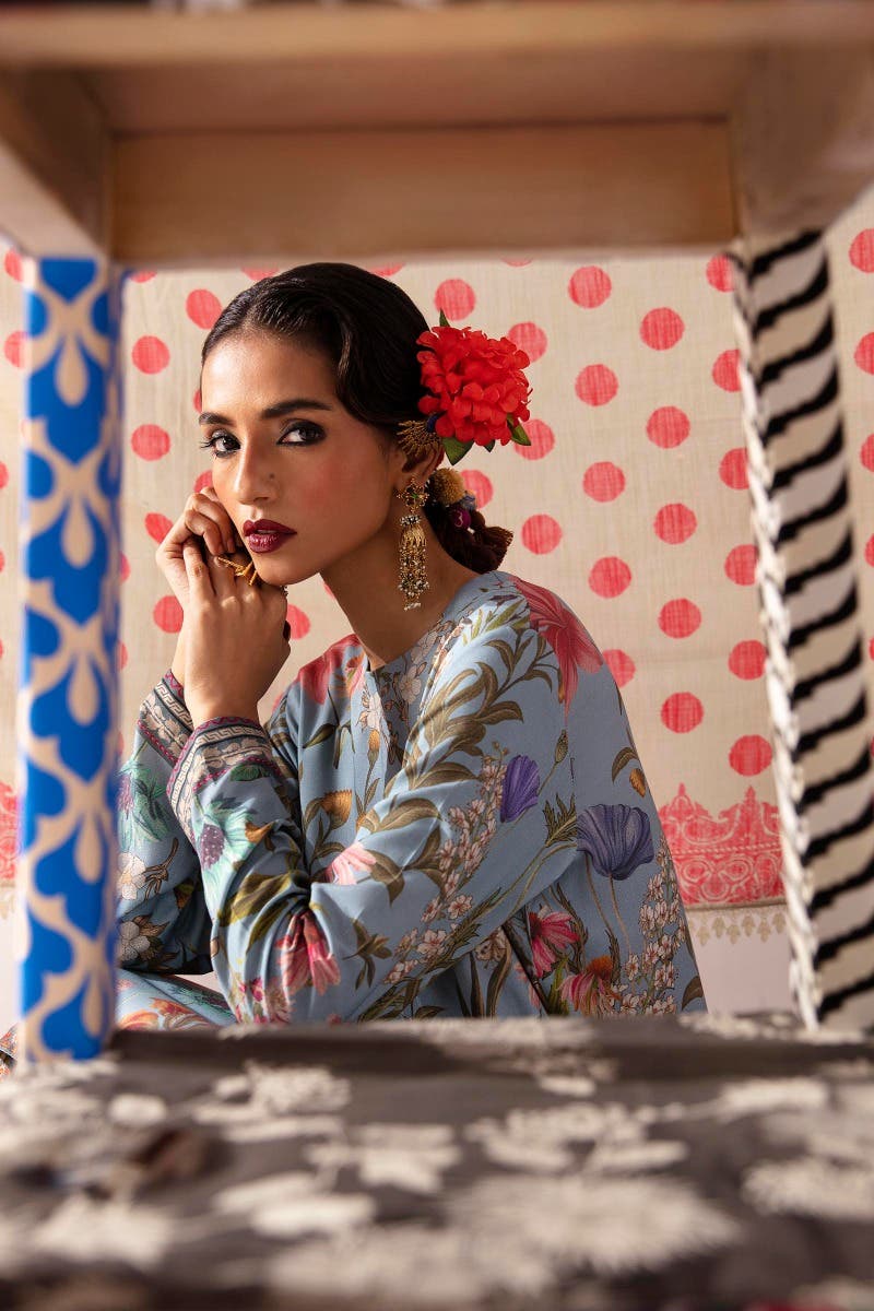 SANA SAFINAZ 2 Piece Unstitched Digital Printed Shirt On Linen with Digital Printed Pant On Cambric - H232-024B-C
