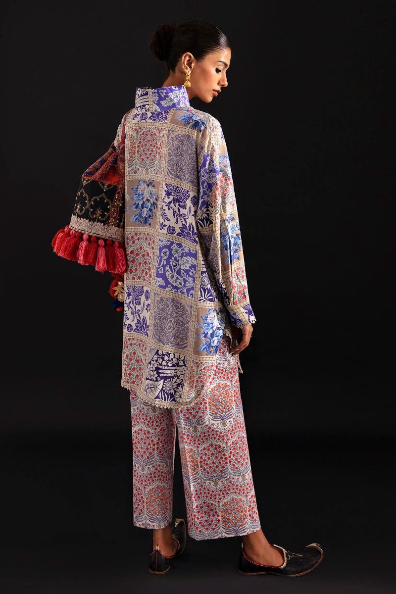 SANA SAFINAZ 2 Piece Unstitched Digital Printed Shirt On Linen with Digital Printed Pant On Cambric - H232-025B-C