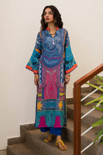 SANA SAFINAZ 2 Piece Unstitched Digital On Lawn Shirt with Dyed Cambric Pants - H241-012B-2C