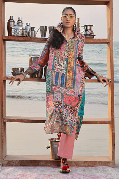 SANA SAFINAZ 2 Piece Unstitched Digital On Lawn Shirt with Dyed Cambric Pants - H241-014A-2C