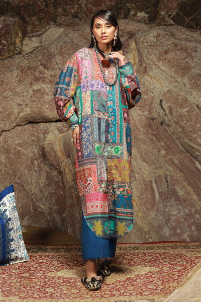 SANA SAFINAZ 2 Piece Unstitched Digital On Lawn Shirt with Dyed Cambric Pants - H241-014B-2C