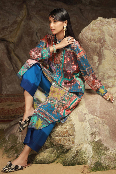 SANA SAFINAZ 2 Piece Unstitched Digital On Lawn Shirt with Dyed Cambric Pants - H241-014B-2C