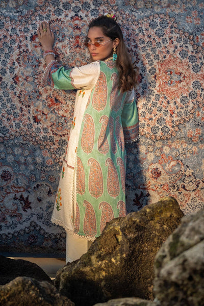 SANA SAFINAZ 2 Piece Unstitched Digital On Lawn Shirt with Rotary Printed Dupatta On Tennis Net - H241-022A-2BS