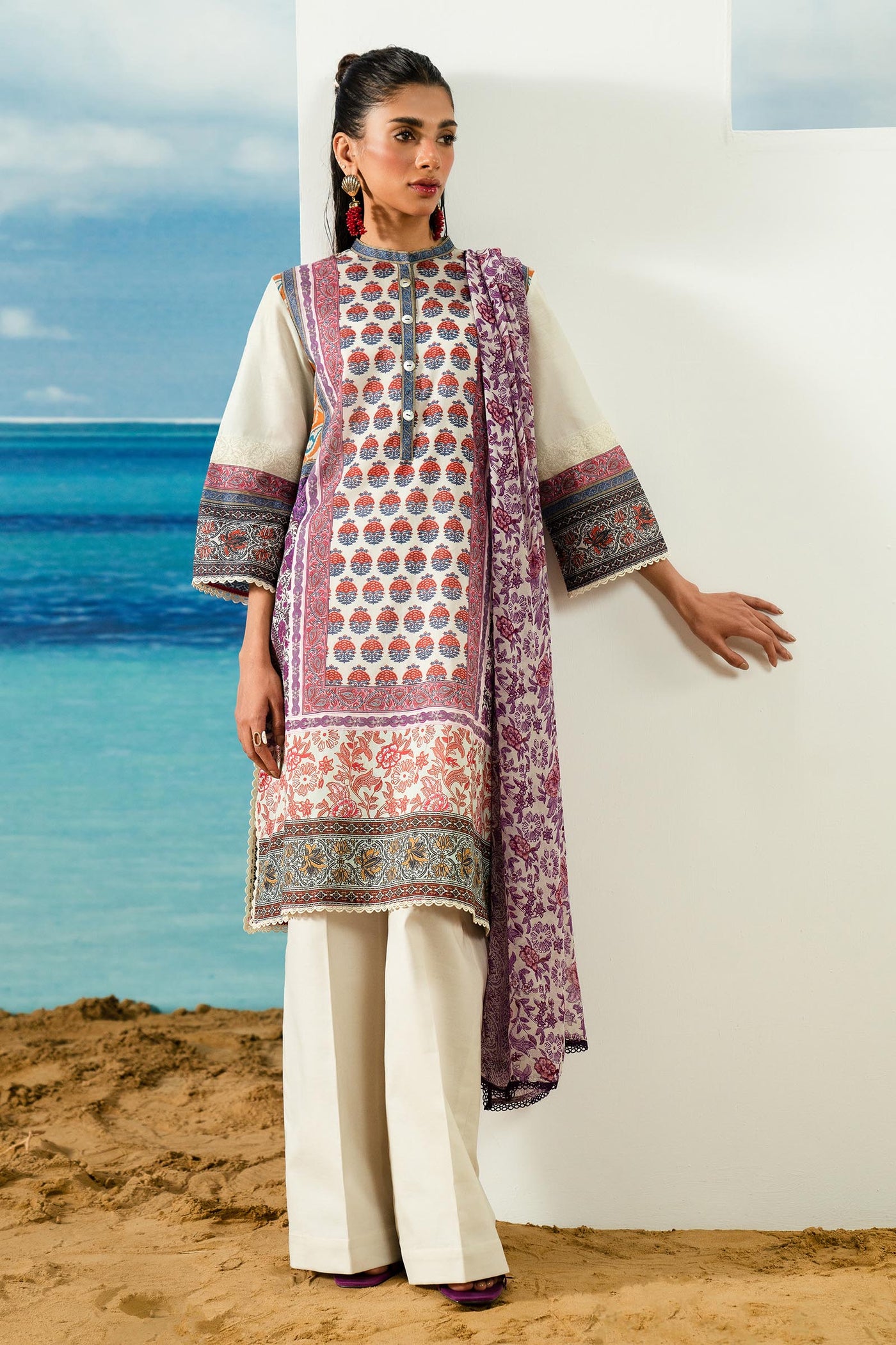 SANA SAFINAZ 3 Piece Stitched Digital Printed Lawn Suit - H242-016A-3CI