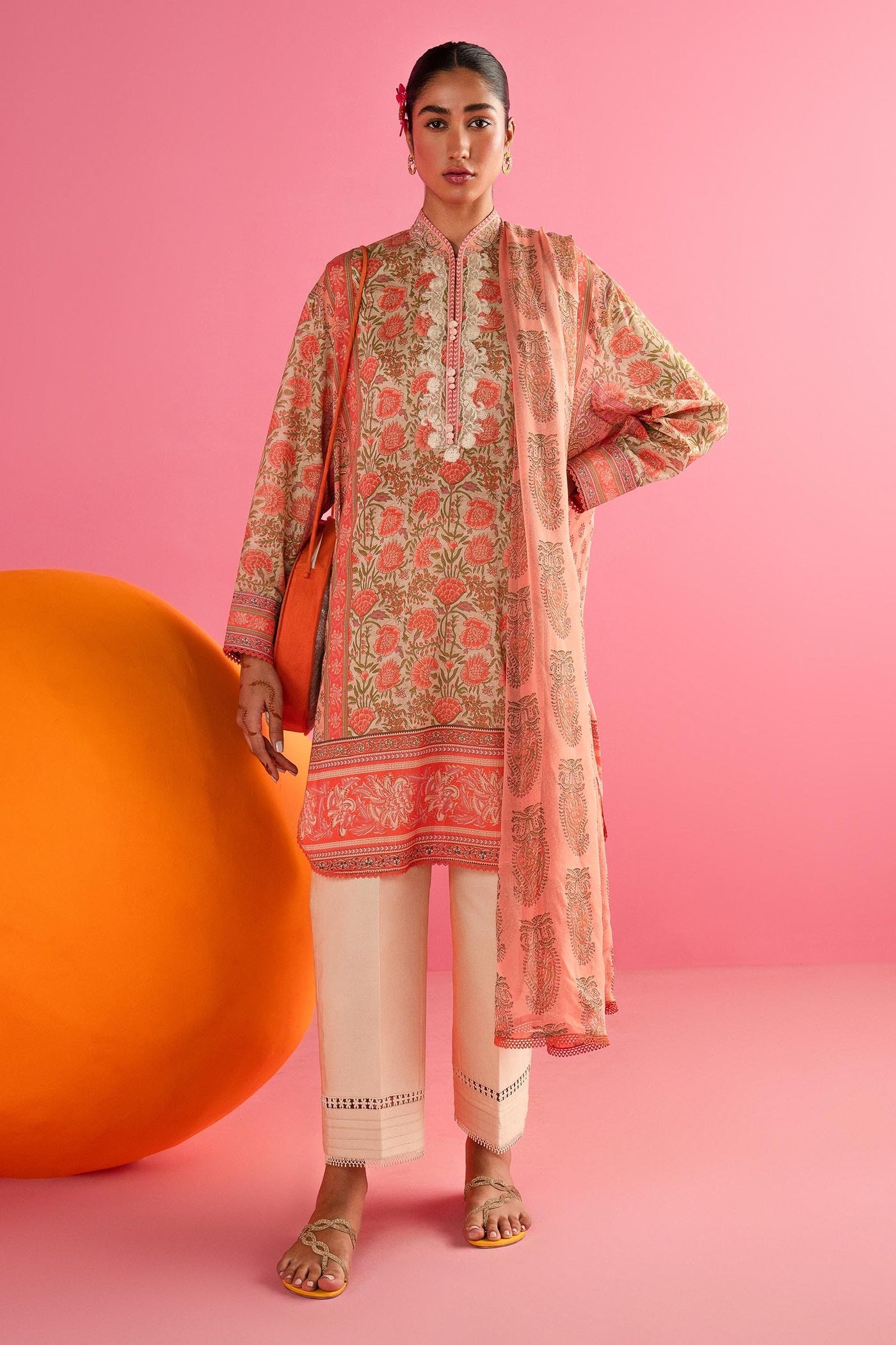 SANA SAFINAZ 3 Piece Stitched Digital Printed Lawn Suit - H242-024A-3CI