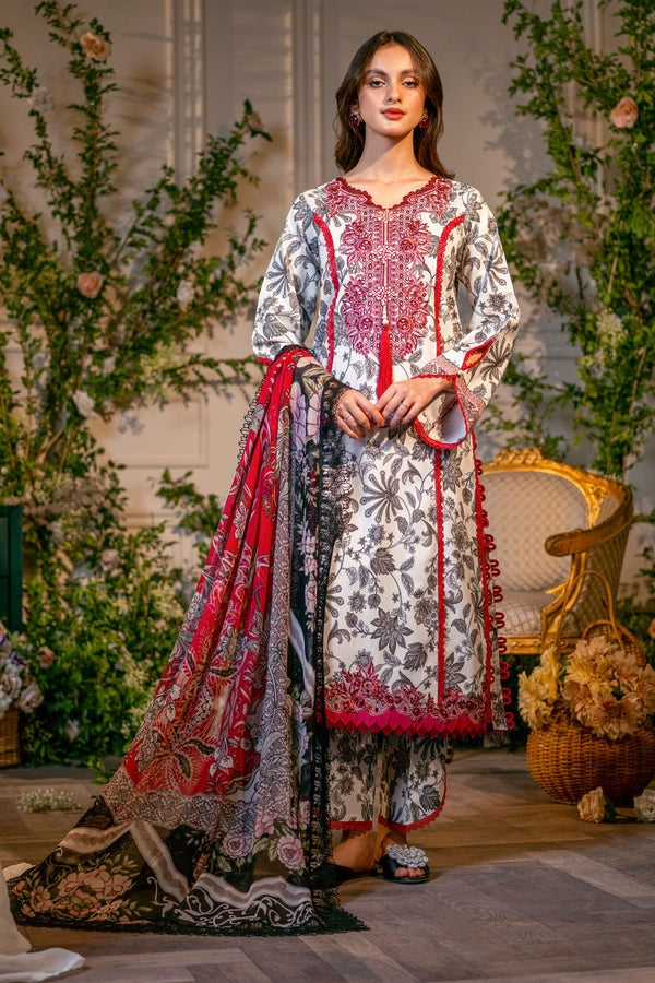 Jade Classic 3 Piece Unstitched Digital Printed Chikan Embroidered Lawn Suit - II-20494