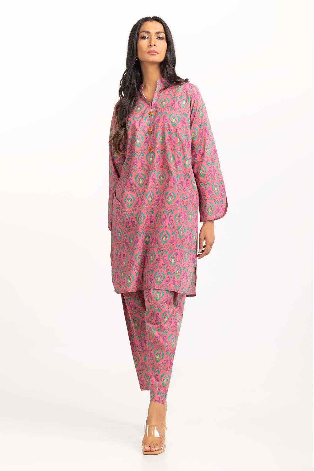 Gul Ahmed 02 Piece Stitched Digital Printed Cambric Embellished Shirt With Trouser IPS-23-120