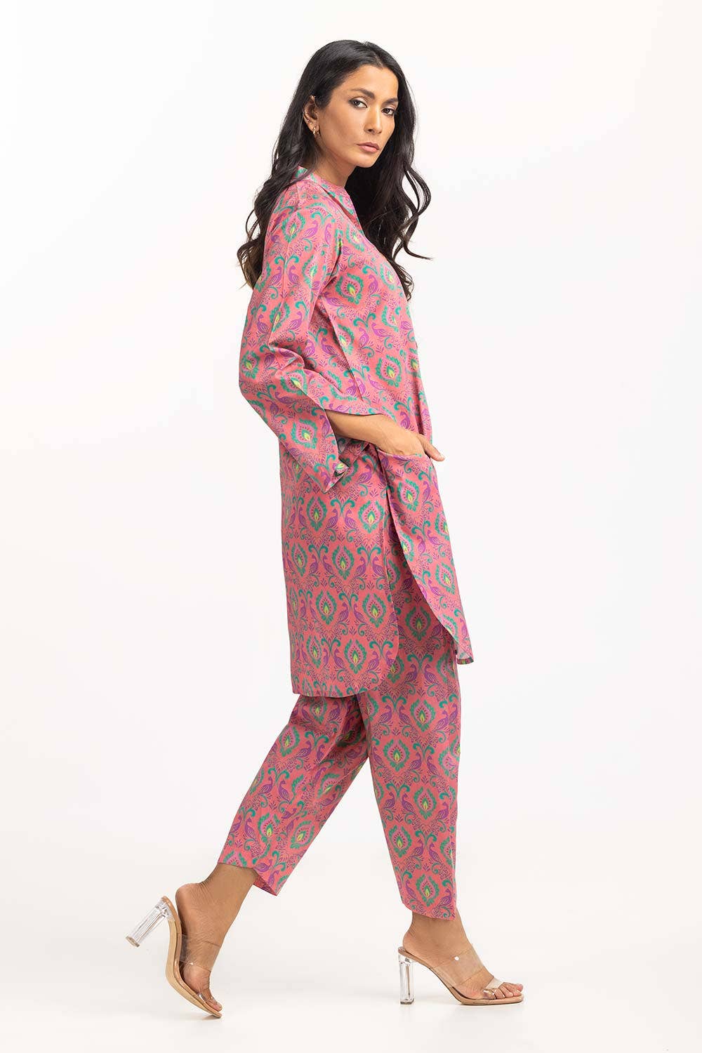 Gul Ahmed 02 Piece Stitched Digital Printed Cambric Embellished Shirt With Trouser IPS-23-120