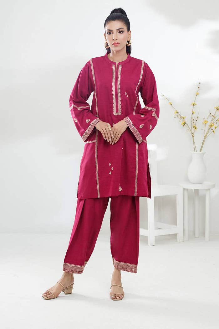 Gul Ahmed Ready to Wear 2 Piece Khaddar Embroidered Co-Ord Set IPST-44143