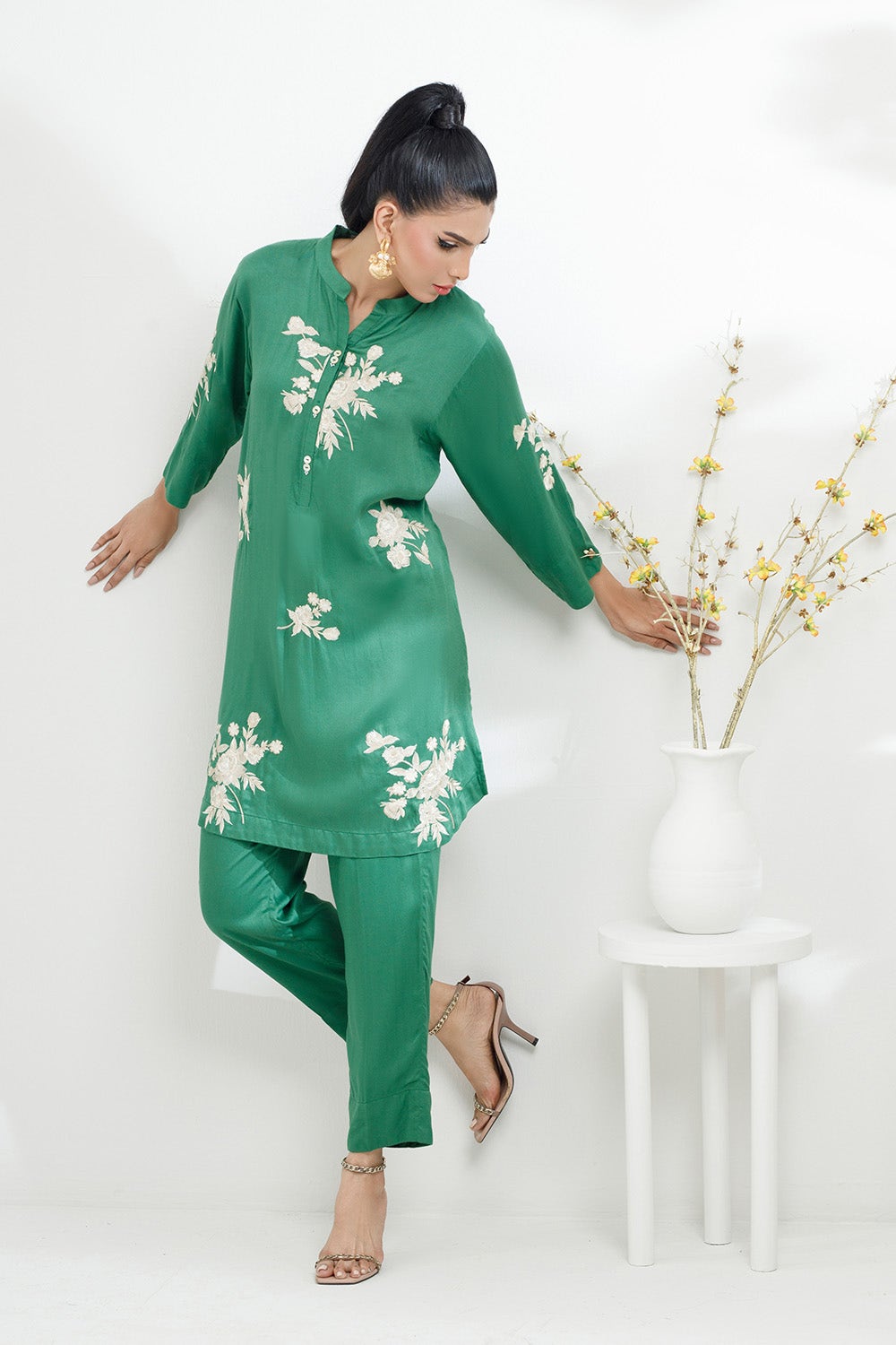 Gul Ahmed Ready to Wear 2 Piece Twill Viscose Embroidered Shirt And Trouser IPST-44191