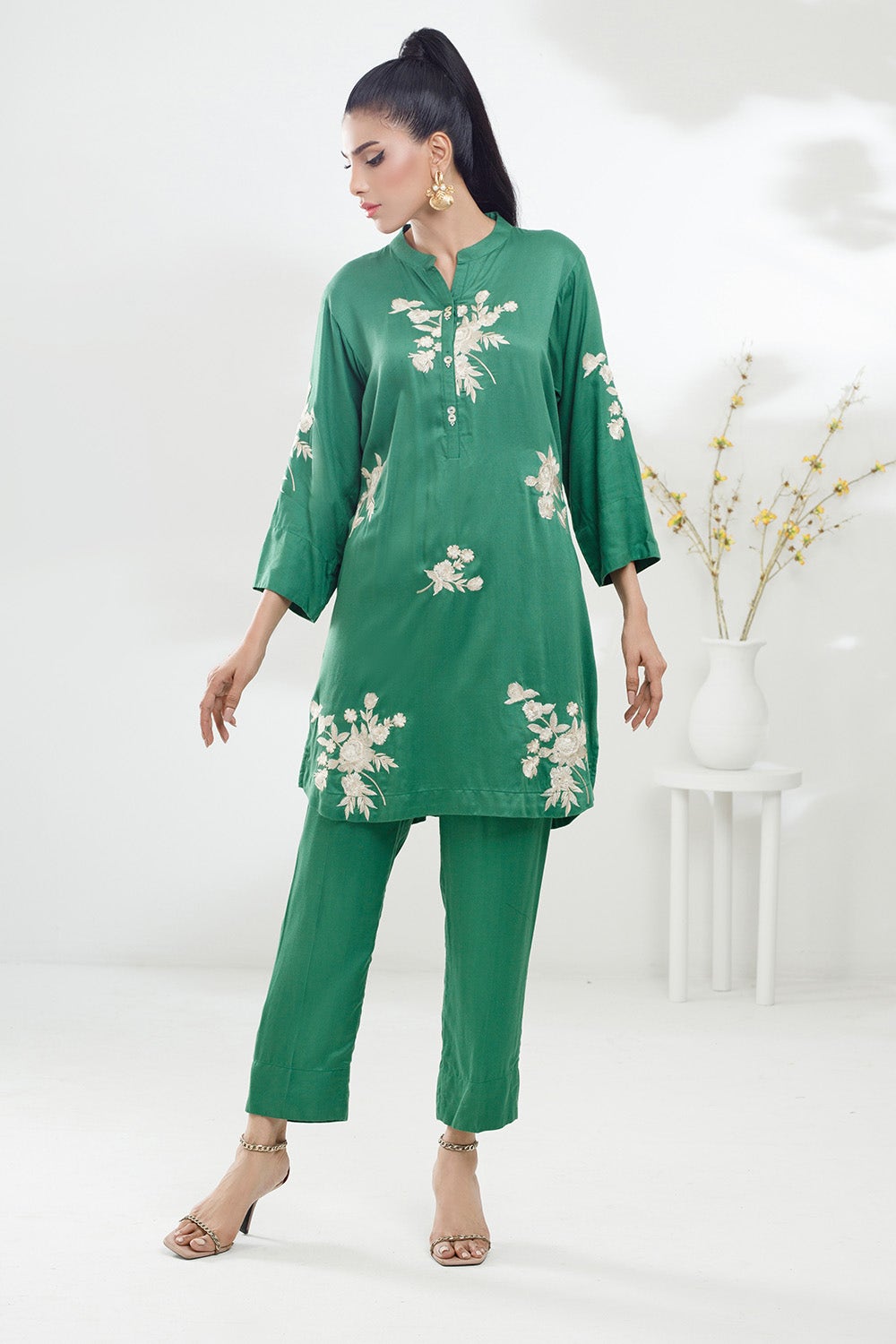 Gul Ahmed Ready to Wear 2 Piece Twill Viscose Embroidered Shirt And Trouser IPST-44191