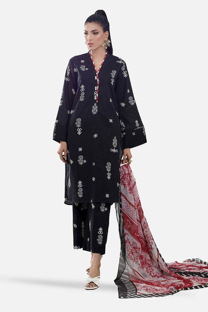 Gul Ahmed Ready to Wear 3 Piece Cross Slub Printed Suit IPSTD-44116