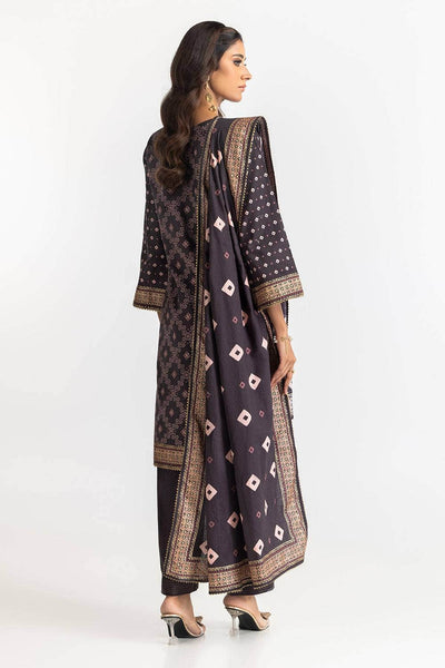 Gul Ahmed Ready to Wear 3 Piece Khaddar Gold Printed Suit IUSTKSD-309