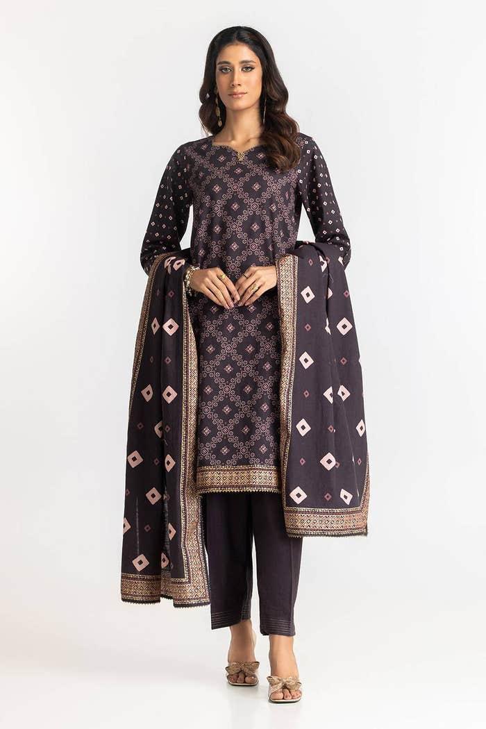 sachin and babi light blue dress GUL AHMED WINTER KHADDAR' VOL- '2025 – LessForBrands main image 1