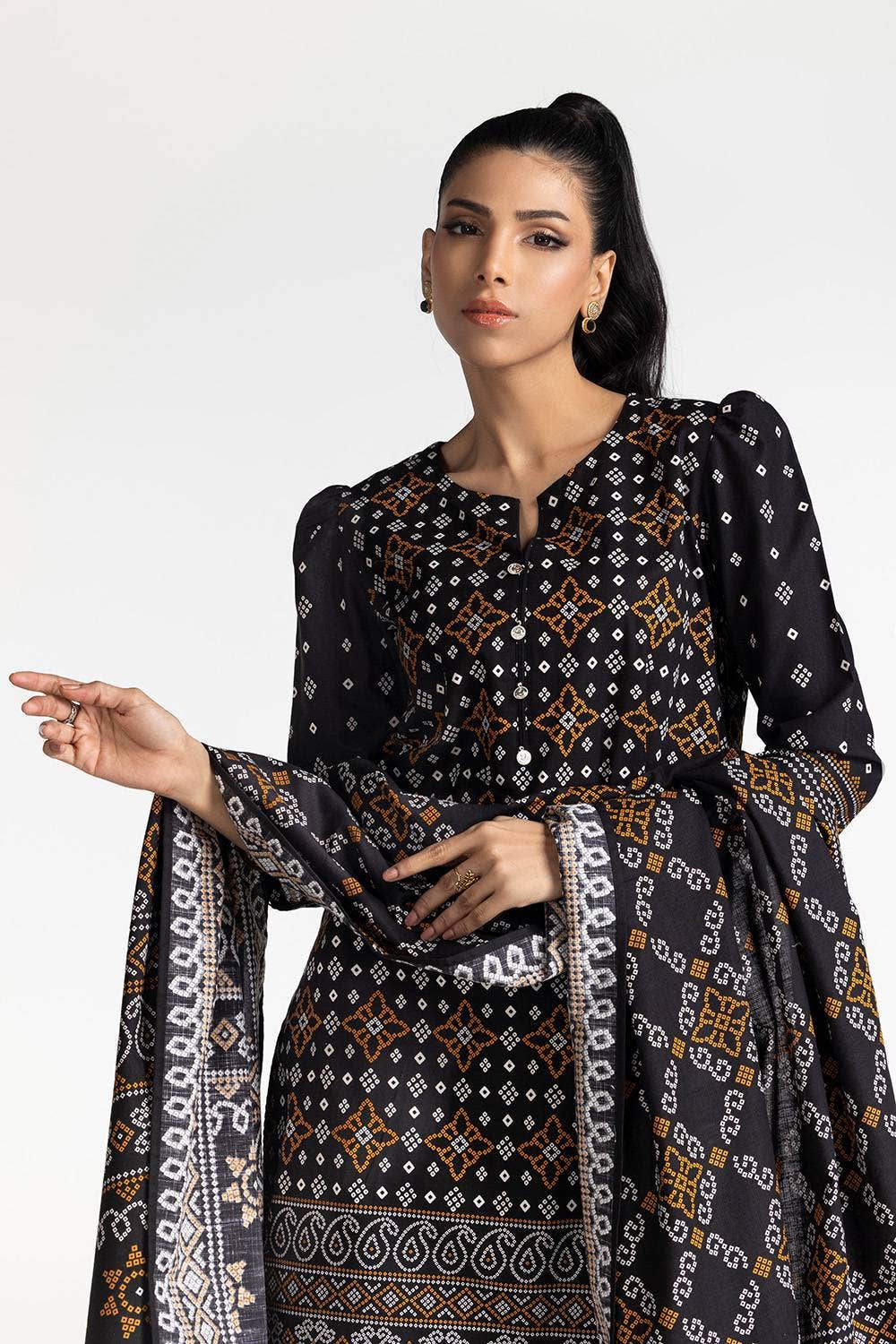 Gul Ahmed Ready to Wear 3 Piece Khaddar Printed Suit IUSTKSD-313